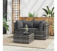 VIDAXL - Set Divani Da Giardino 3 Pz Con Cuscini In Polyrattan Grigio - SPEDIZIONE GRATUITA