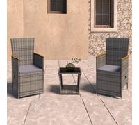 vidaXL Set Divani da Giardino 3 pz con Cuscini in Polyrattan Grigio