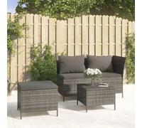 vidaXL Set Divani da Giardino 3 pz con Cuscini in Polyrattan Grigio