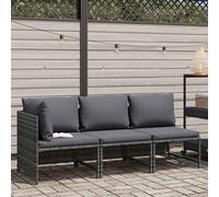 vidaXL Set Divani da Giardino 3 pz con Cuscini in Polyrattan Grigio
