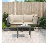 vidaXL Set Divani da Giardino 3 pz con Cuscini in Polyrattan Grigio