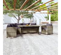 vidaXL Set Divani da Giardino 3 pz con Cuscini in Polyrattan Grigio