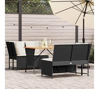 vidaXL Set Divani da Giardino 3 pz con Cuscini in Polyrattan Nero