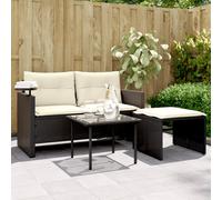 vidaXL Set Divani da Giardino 3 pz con Cuscini in Polyrattan Nero