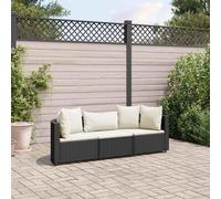 vidaXL Set Divani da Giardino 3 pz con Cuscini in Polyrattan Nero
