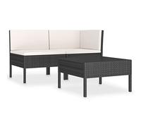 vidaXL Divani da Giardino Set 3pz con Cuscini Salotto Sofà Dormeuse Canapè Ottomana Divanetti Poltrone Sedute Arredo in Polyrattan Nero