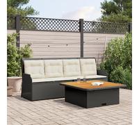 Set Divani da Giardino 3 pz con Cuscini in Polyrattan Nero