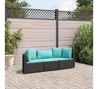 vidaXL Set Divani da Giardino 3 pz con Cuscini in Polyrattan Nero