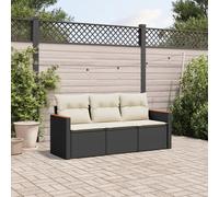 vidaXL Set Divani da Giardino 3 pz con Cuscini in Polyrattan Nero
