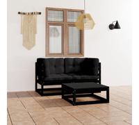 vidaXL Set divani da giardino in legno massello di pino con cuscini – 3 pz