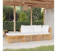 vidaXL Set Divani da Giardino 3 pz con Cuscini Legno Massello di Teak