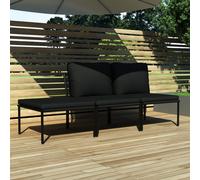 vidaXL Set Divani da Giardino 3 pz con Cuscini Neri in PVC
