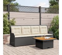 Set Divani da Giardino 3 pz con Cuscini Nero in Polyrattan