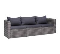vidaXL Set Divani da Giardino 3 pz con Cuscini per Schienale e Seduta Sofa Arredi per Esterni Salotto in Polyrattan Grigio e Acciaio Verniciato
