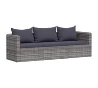 vidaXL Set Divani da Giardino 3 pz con Cuscini per Schienale e Seduta Sofa Arredi per Esterni Salotto in Polyrattan Grigio e Acciaio Verniciato