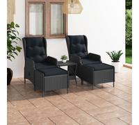 vidaXL Set Divani da Giardino 3 pz con Cuscini Polyrattan Grigio Scuro