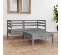 VidaXL Set Divani da Giardino 3 pz Grigio in Legno Massello di Pino
