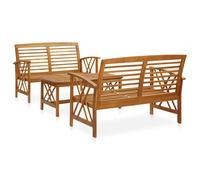 vidaXL Set Divani da Giardino 3 pz in Legno Massello di Acacia