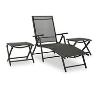 vidaXL Set Divani da Giardino 3 pz in Textilene e Alluminio Nero
