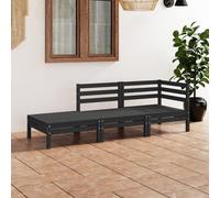 VidaXL Set Divani da Giardino 3 pz Nero in Legno Massello di Pino