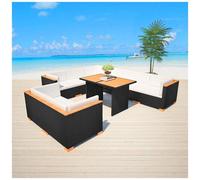 vidaXL Set Divani da Giardino 10 pz con Cuscini in Polyrattan Nero