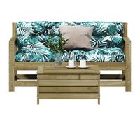 vidaXL Set Divani da Giardino 3pz con Cuscini Legno Impregnato di Pino