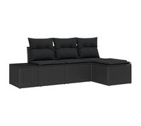vidaXL Set di divani da giardino, 4 pezzi, con cuscini, colore: nero