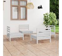 vidaXL Set Divani da Giardino 4 pz Bianco in Legno Massello di Pino