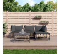 vidaXL Set Divani da Giardino 4 pz con Cuscini Antracite in Polyrattan