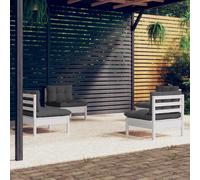 vidaXL Set Divani da Giardino 4 pz con Cuscini Antracite Legno di Pino