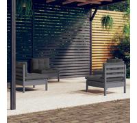 vidaXL Set Divani da Giardino 4 pz con Cuscini Antracite Legno di Pino