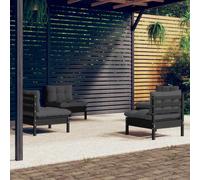 vidaXL Set Divani da Giardino 4 pz con Cuscini Antracite Legno di Pino