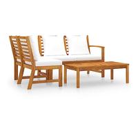 Set Divani da Giardino 4 pz con Cuscini Crema in Legno Acacia