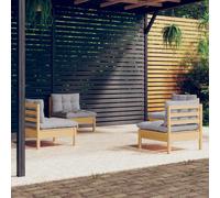 vidaXL Set Divani da Giardino 4 pz con Cuscini Grigi Massello di Pino