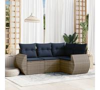 vidaXL Set Divani da Giardino 4 pz con Cuscini Grigio in Polyrattan