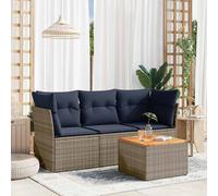 Set Divani da Giardino 4 pz con Cuscini Grigio in Polyrattan