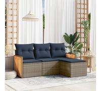 Set Divani da Giardino 4 pz con Cuscini Grigio in Polyrattan