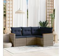 Set Divani da Giardino 4 pz con Cuscini Grigio in Polyrattan