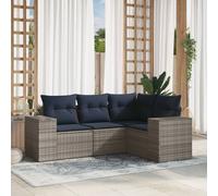 vidaXL Set Divani da Giardino 4 pz con Cuscini Grigio in Polyrattan