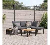 vidaXL Set Divani da Giardino 4 pz con Cuscini in Alluminio Nero