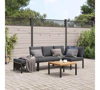 vidaXL Set Divani da Giardino 4 pz con Cuscini in Alluminio Nero