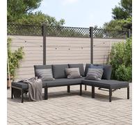 vidaXL Set Divani da Giardino 4 pz con Cuscini in Alluminio Nero