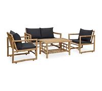 vidaXL Set Divani da Giardino 4 pz con Cuscini in Bambù