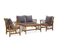 vidaXL Set Divani da Giardino 4 pz con Cuscini in Massello di Acacia