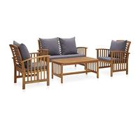 vidaXL Set Divani da Giardino 4 pz con Cuscini in Massello di Acacia