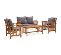 vidaXL Set Divani da Giardino 4 pz con Cuscini in Massello di Acacia