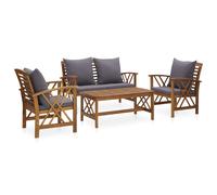 vidaXL Set Divani da Giardino 4 pz con Cuscini in Massello di Acacia