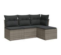 vidaXL Set Divani da Giardino 4 pz con Cuscini in Polyrattan Grigio