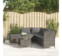 vidaXL Set Divani da Giardino 4 pz con Cuscini in Polyrattan Grigio