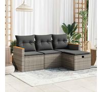 vidaXL Set Divani da Giardino 4 pz con Cuscini in Polyrattan Grigio